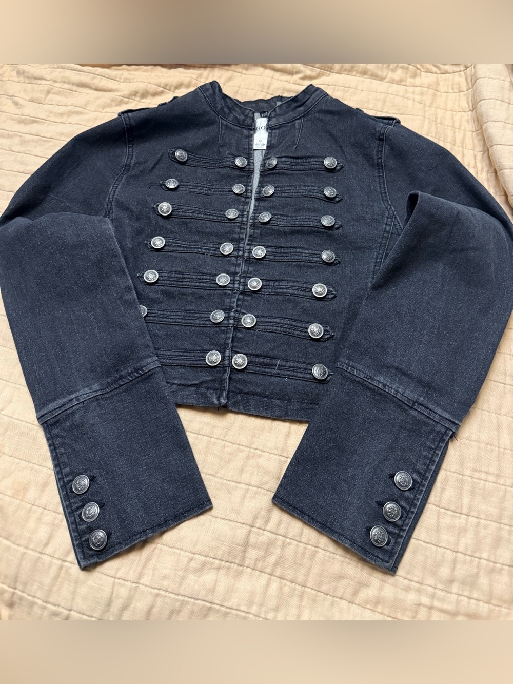 Vigoss Dark Navy Military-Style Cropped Jacket